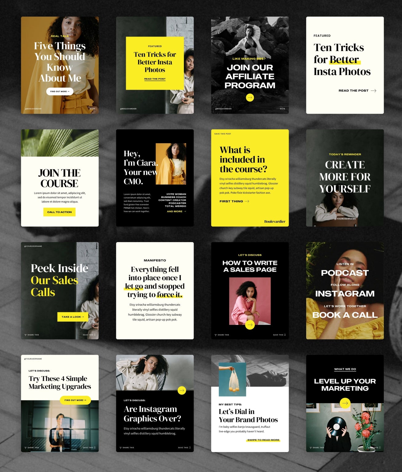 Boulevardier Social Media Canva Templates - Modern Market