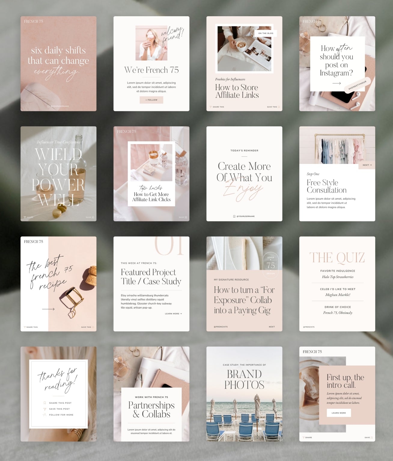 French 75 Social Media Canva Templates - Modern Market