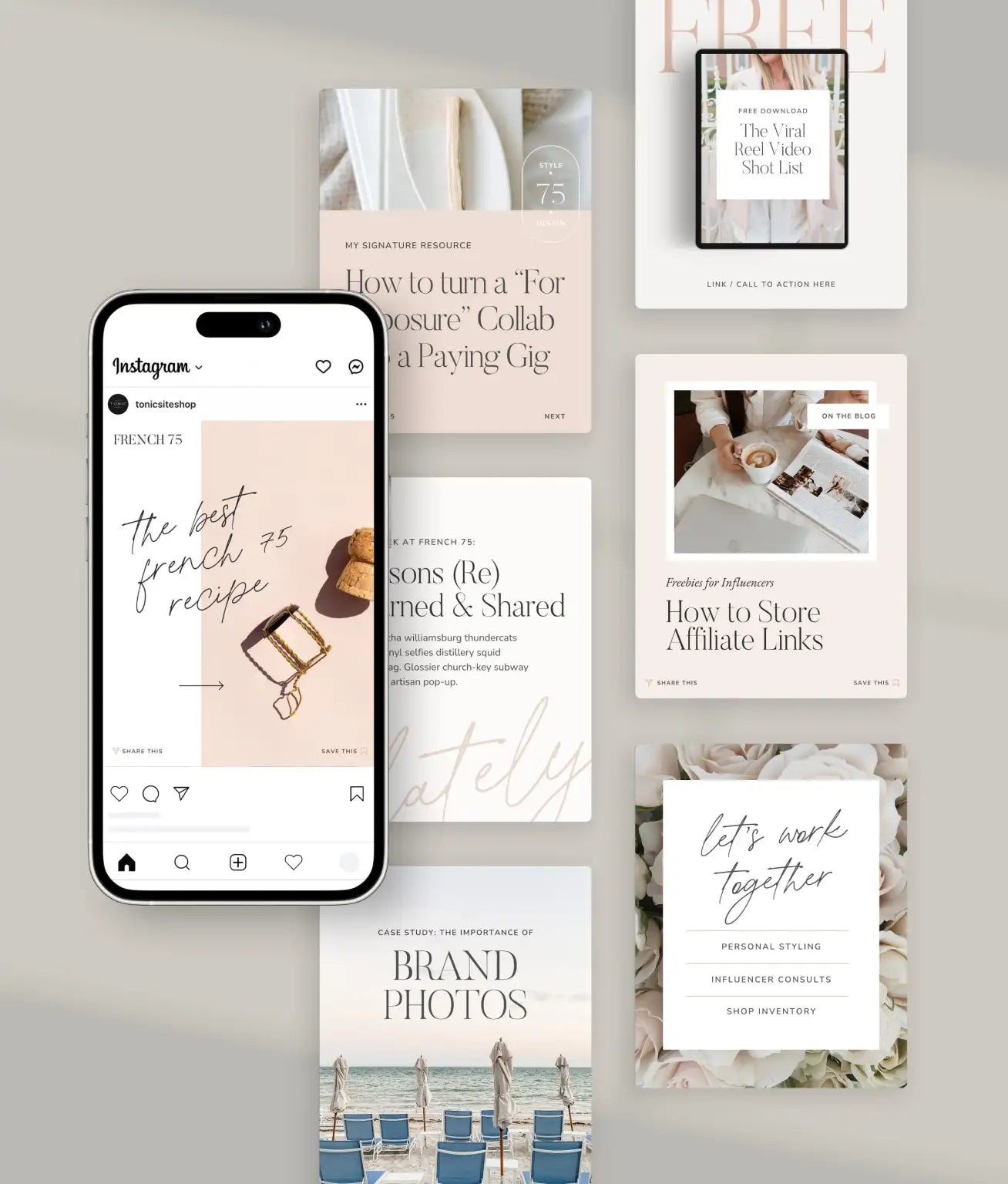 French 75 Social Media Canva Templates - Modern Market