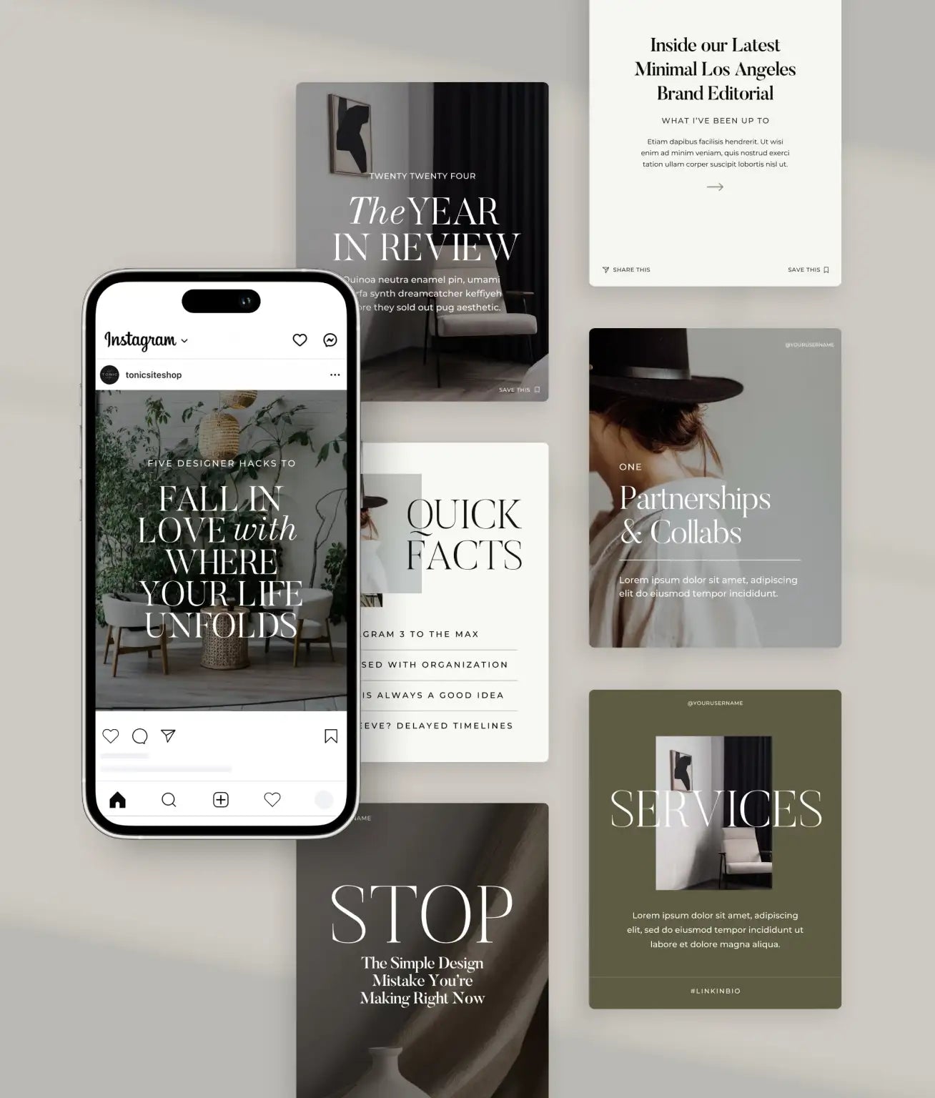 Lita Grey Social Media Canva Templates - Modern Market