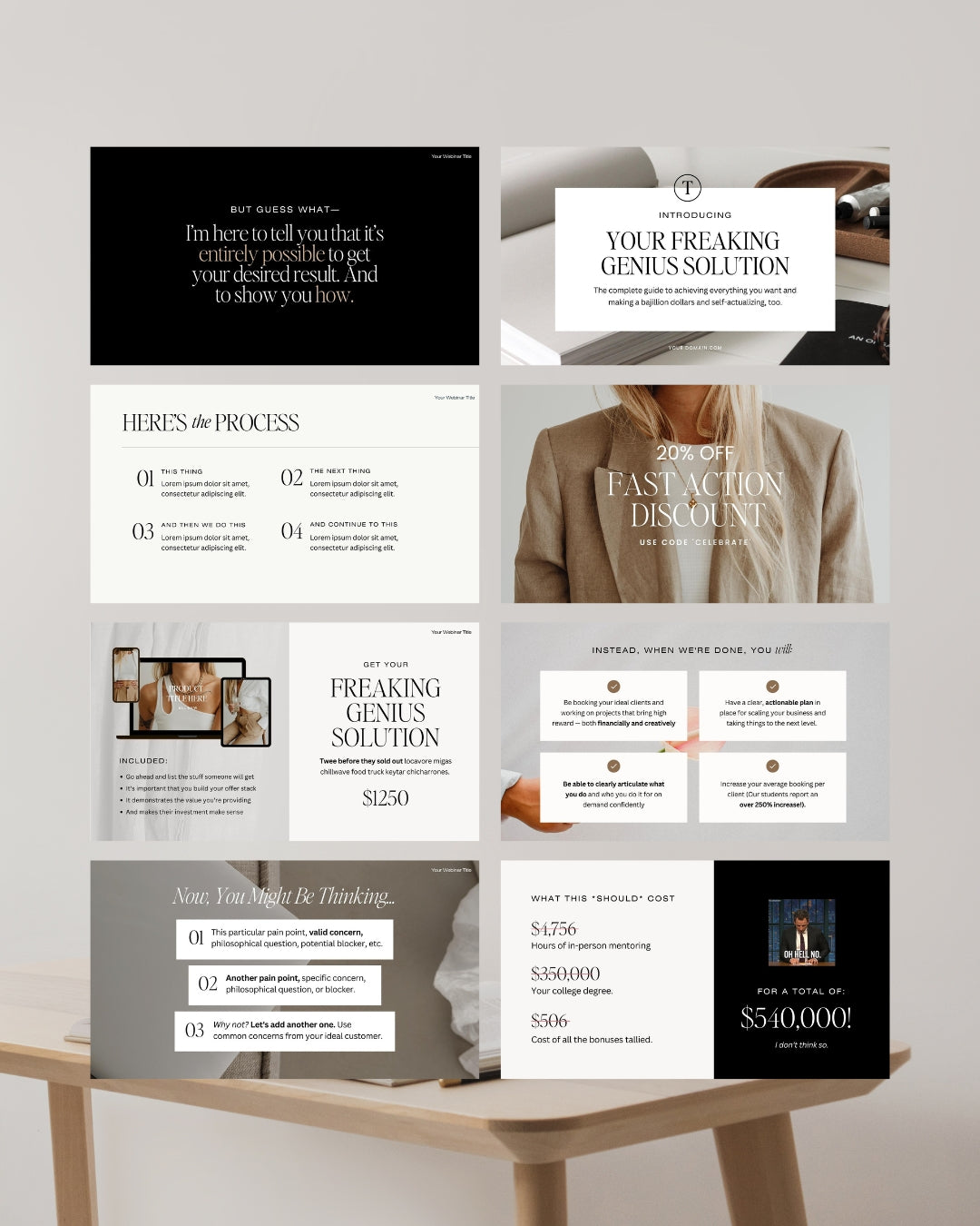 The Webinar + Sales Funnel Canva Slide Deck - Modern Market